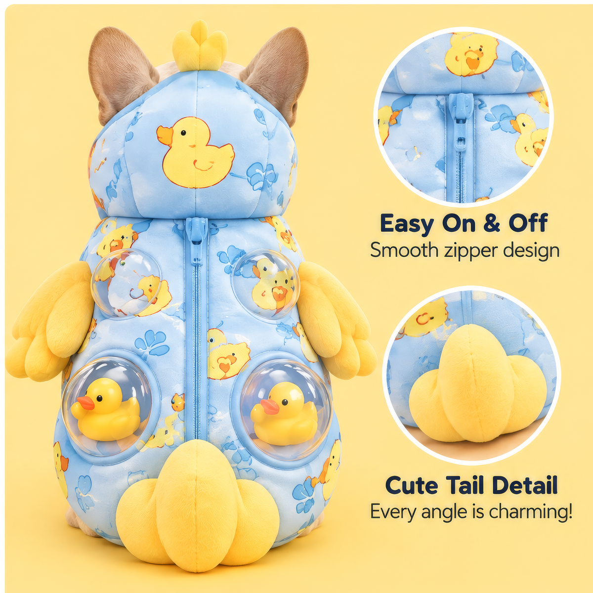 HAEYLORAN® Adorable Duck Costume Cute Duck-Themed Pet Outfit with Transparent Bubble Hood