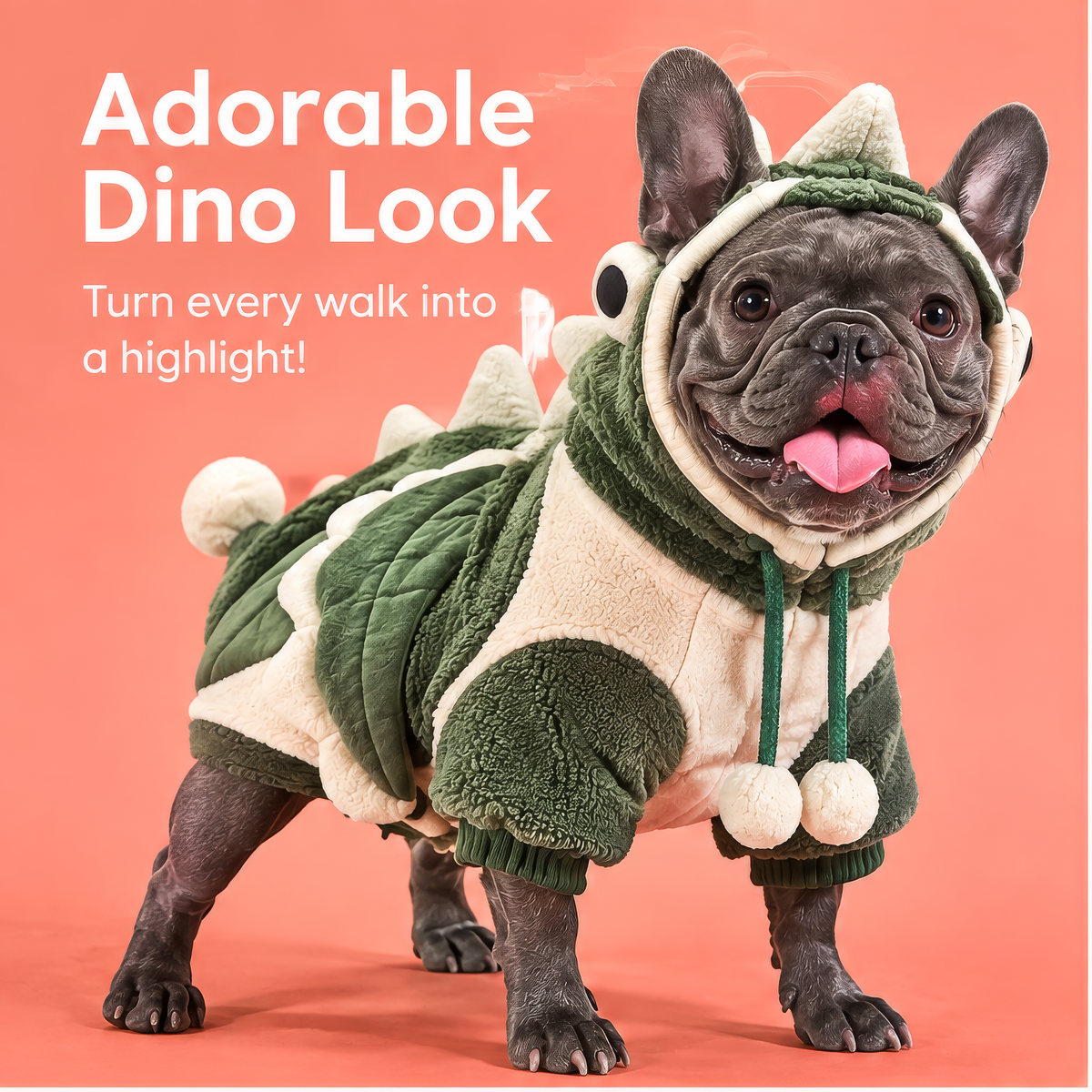 HAEYLORAN® Cute Dinosaur Fleece Hoodie for Dogs