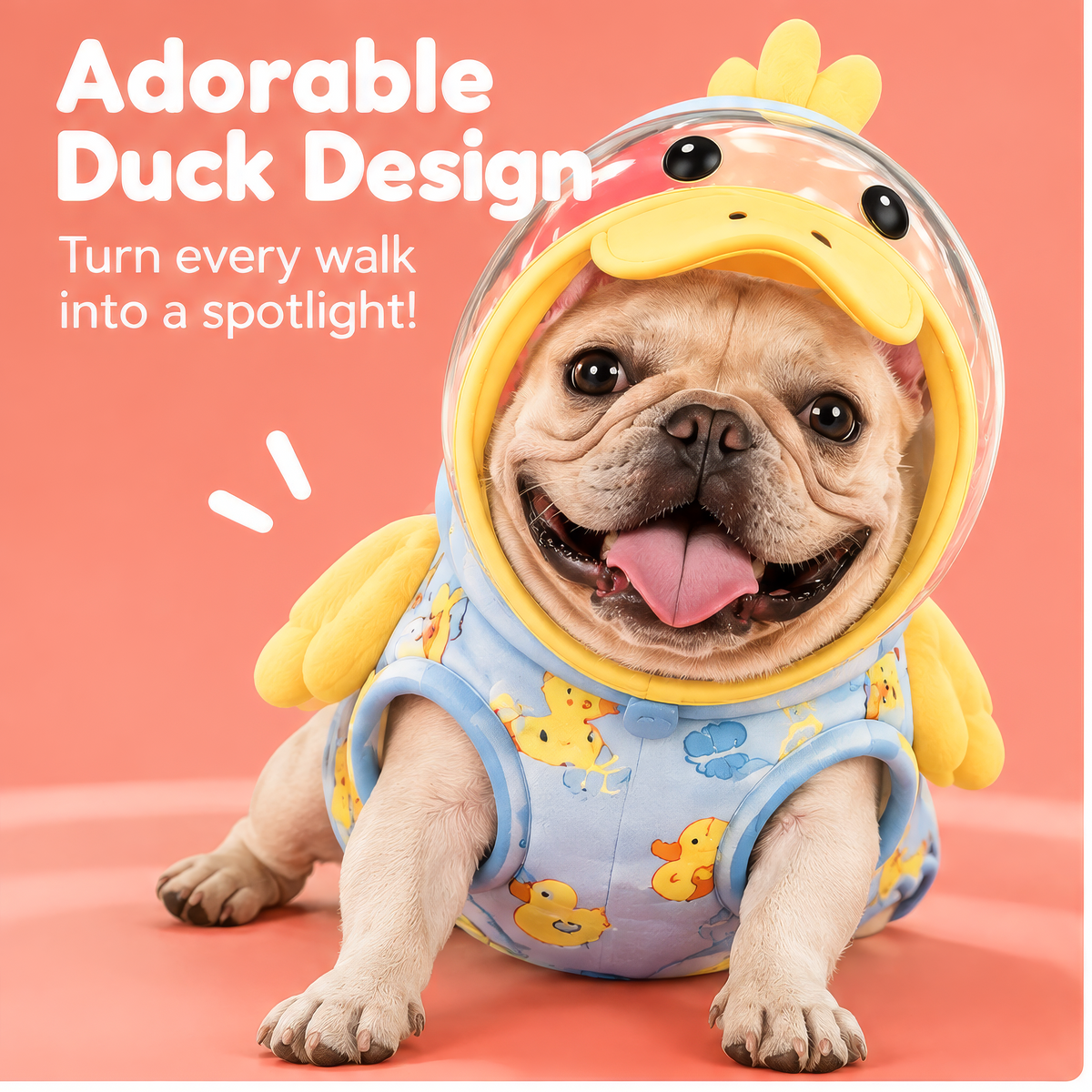HAEYLORAN® Adorable Duck Costume Cute Duck-Themed Pet Outfit with Transparent Bubble Hood