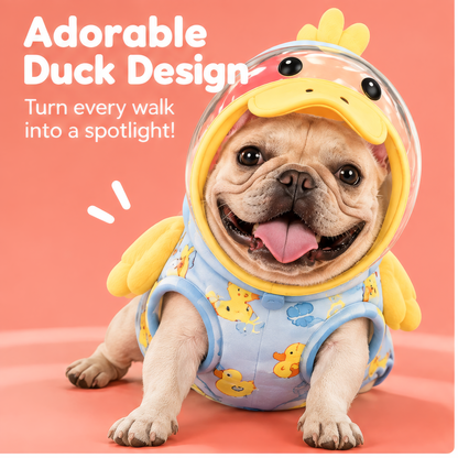 HAEYLORAN® Adorable Duck Costume Cute Duck-Themed Pet Outfit with Transparent Bubble Hood