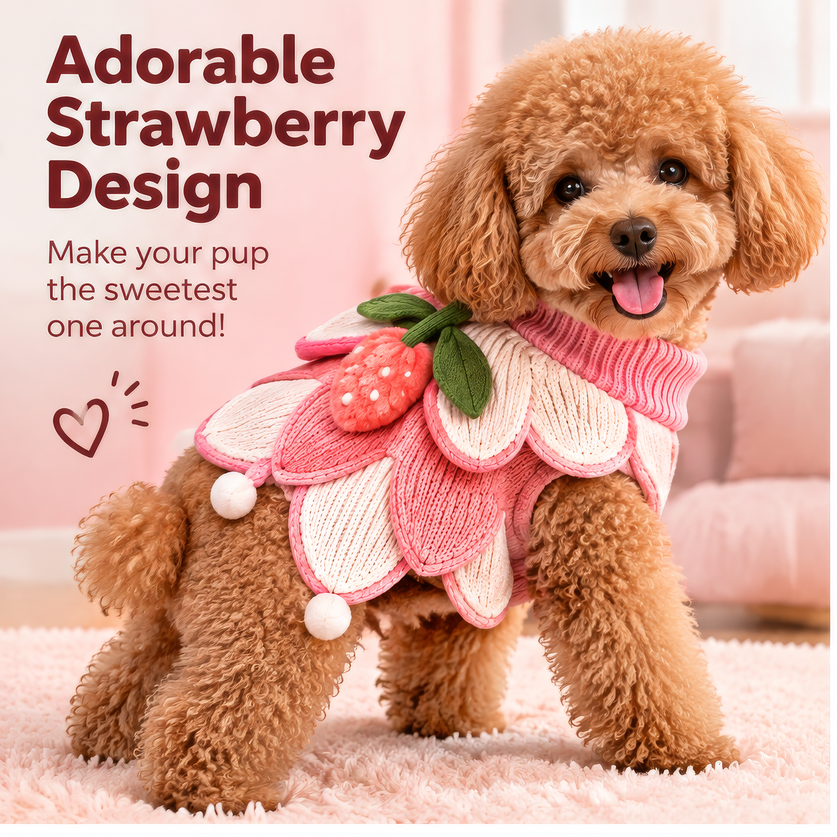 HAEYLORAN® 3D Strawberry Knit Sweater – Sweet Fruit Pet Pullover