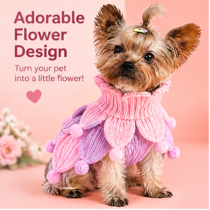 HAEYLORAN® 3D Flower Knit Sweater – Cozy Floral Pet Pullover