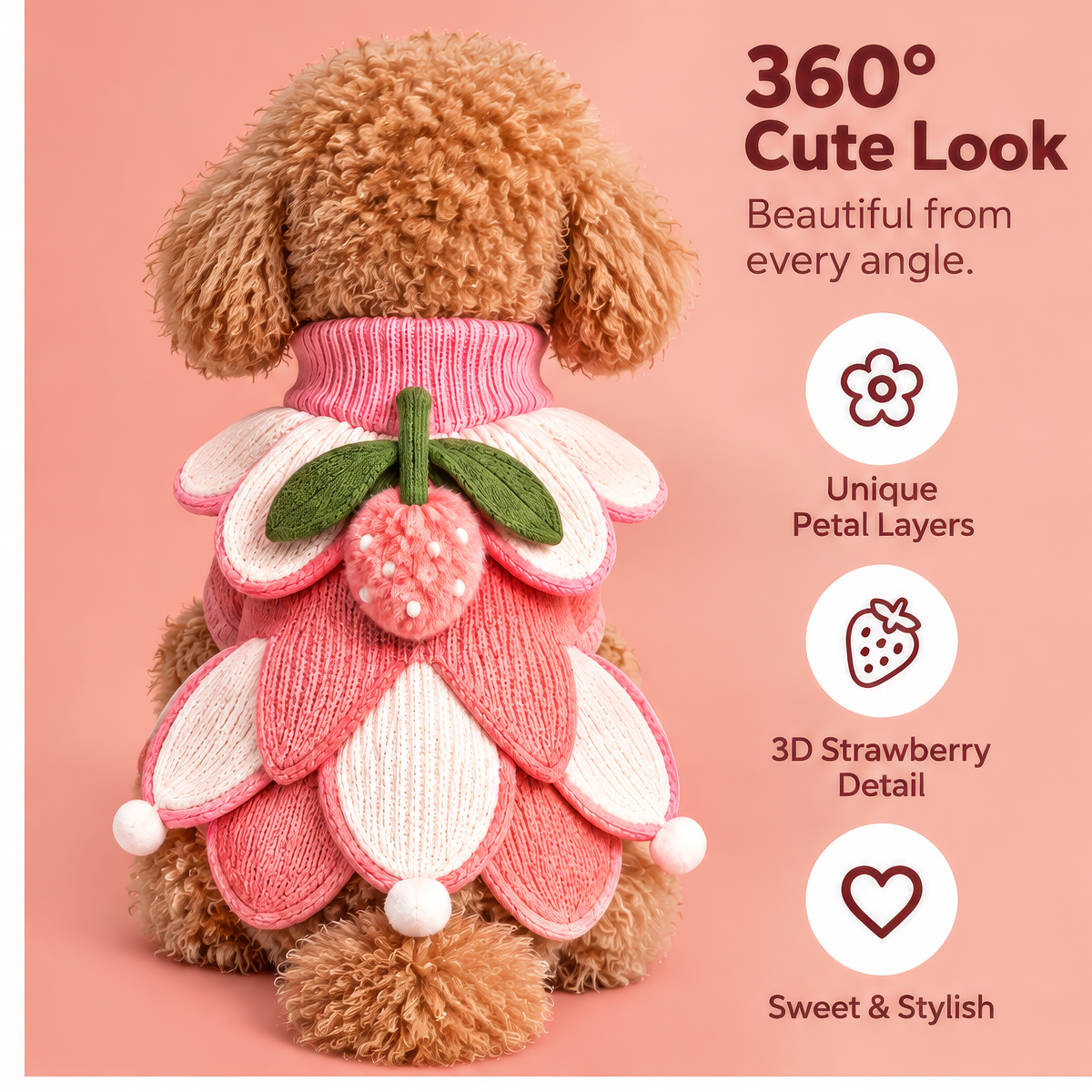 HAEYLORAN® 3D Strawberry Knit Sweater – Sweet Fruit Pet Pullover