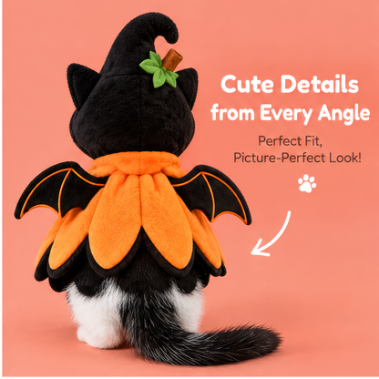HAEYLORAN® Spooky Pumpkin Bat Pet Costume with Hat & Wings