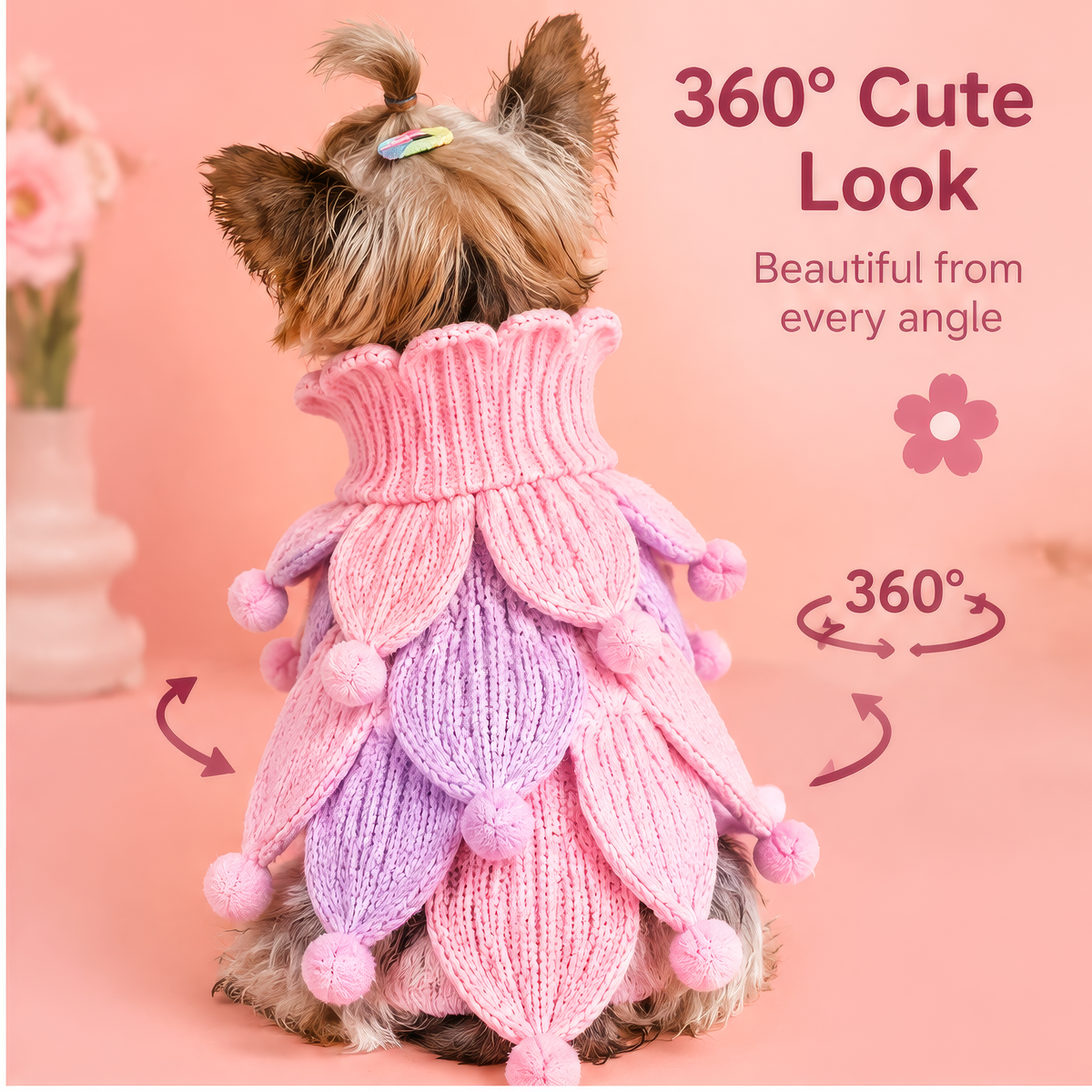 HAEYLORAN® 3D Flower Knit Sweater – Cozy Floral Pet Pullover