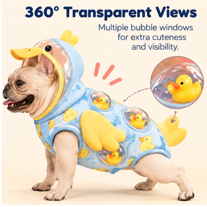 HAEYLORAN® Adorable Duck Costume Cute Duck-Themed Pet Outfit with Transparent Bubble Hood