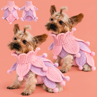HAEYLORAN® 3D Flower Knit Sweater – Cozy Floral Pet Pullover