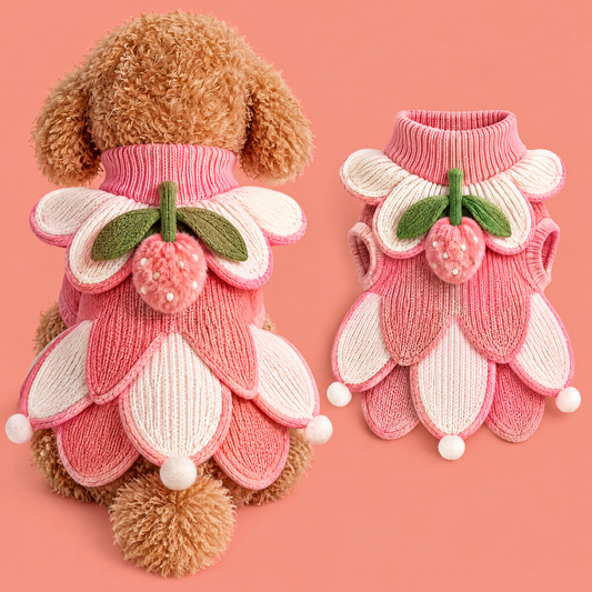 HAEYLORAN® 3D Strawberry Knit Sweater – Sweet Fruit Pet Pullover