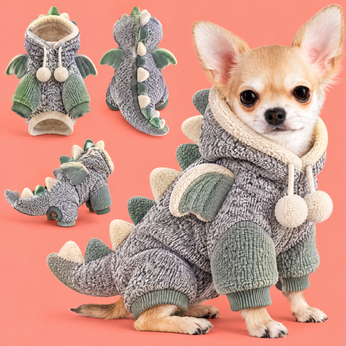 HAEYLORAN® Cute Dinosaur Winter Pet Sweater with Hood