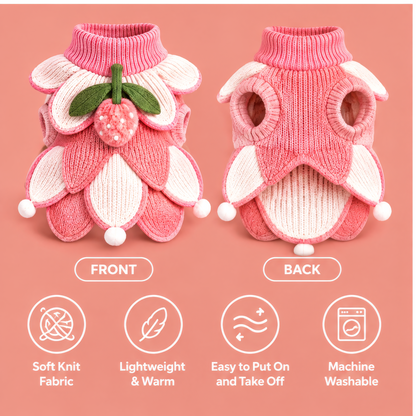 HAEYLORAN® 3D Strawberry Knit Sweater – Sweet Fruit Pet Pullover