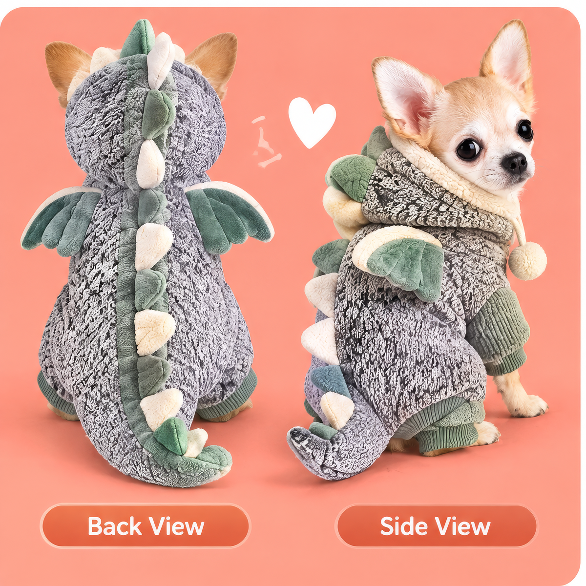 HAEYLORAN® Cute Dinosaur Winter Pet Sweater with Hood