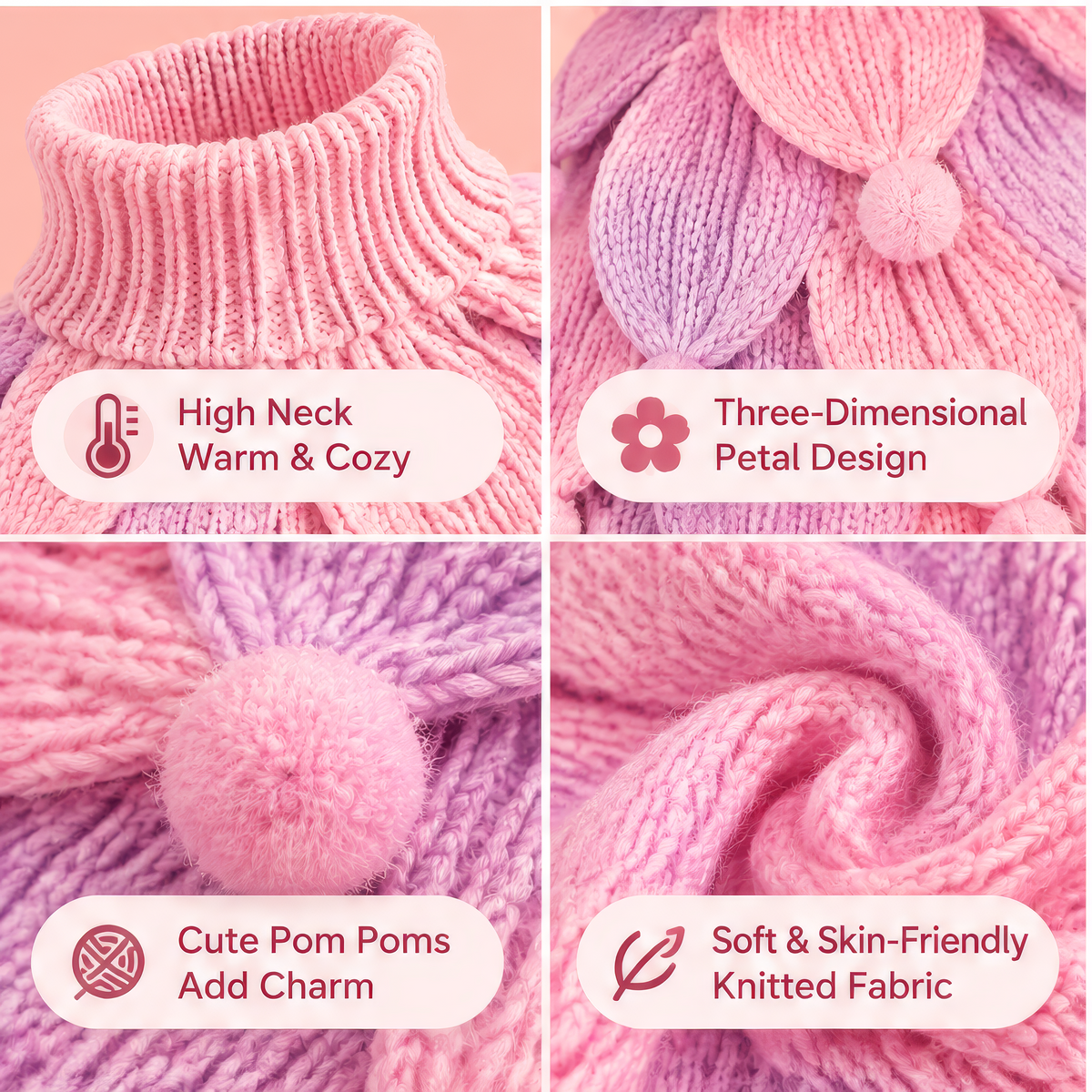 HAEYLORAN® 3D Flower Knit Sweater – Cozy Floral Pet Pullover