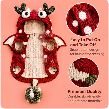 HAEYLORAN® Cute Christmas Dragon Hoodie Sweater for Pets