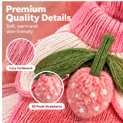 HAEYLORAN® 3D Strawberry Knit Sweater – Sweet Fruit Pet Pullover